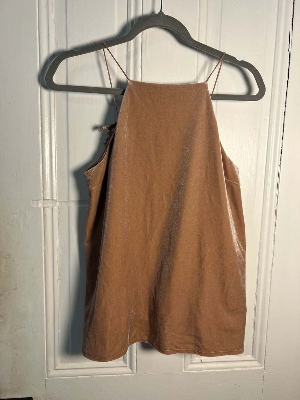 DO+BE Velvet Tank Top Size S Pink Lace-Up Back